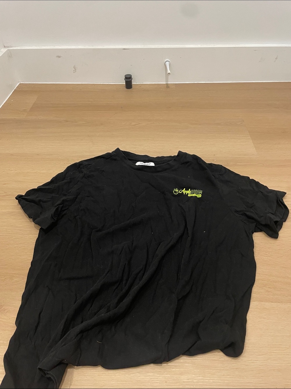 Primark Black T-Shirt with Lime Logo
